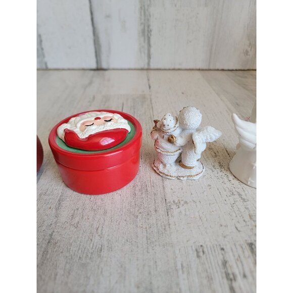 Vintage Santa Claus angel figure trinket box home decor figure set - Picture 6 of 8
